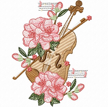 Matriz Bordado Coleção Violinos Com Flores