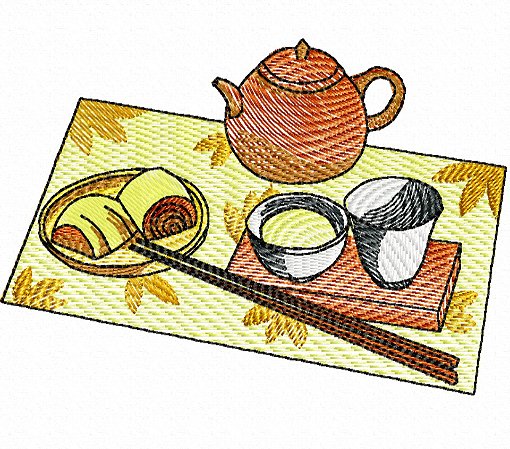 Matriz Bordado Pano De Prato Servindo A Mesa De Café