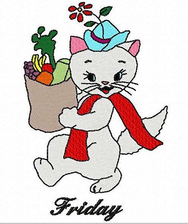 Matriz Bordado Semaninha Gatinha Feliz