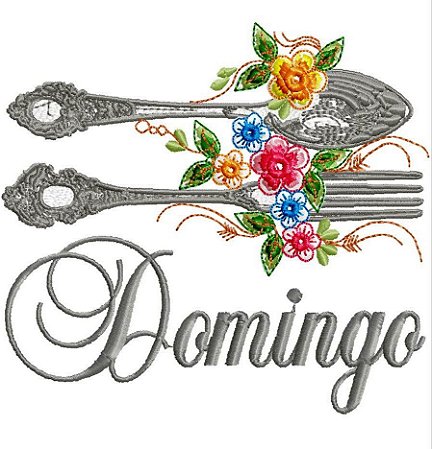 Matriz Bordado Semaninha Talheres Com Flores