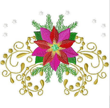 Matriz Bordado Natal Flor Bico De Papagaio