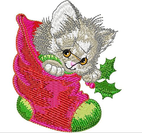 Matriz Bordado Natal Gatinho Dengoso