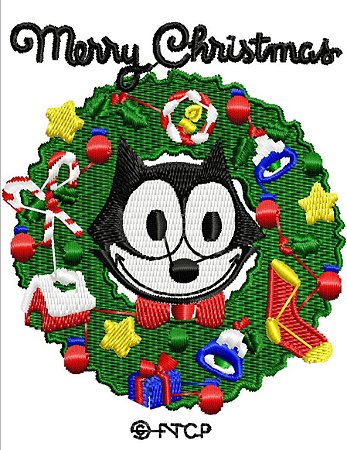 Matriz Bordado Natal Gato Felix