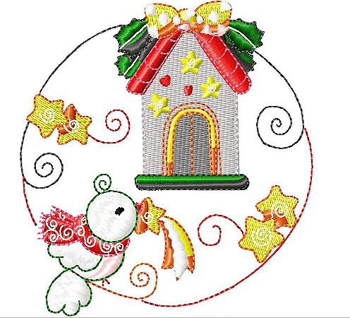 Matriz Bordado Natal Passarinho Na Moldura