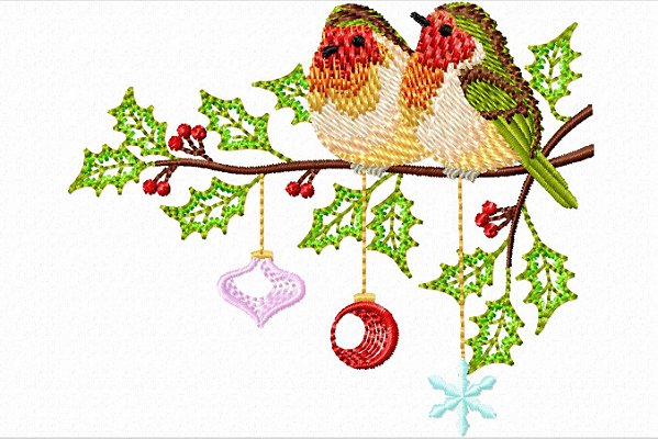 Matriz Bordado Natal Passarinhos