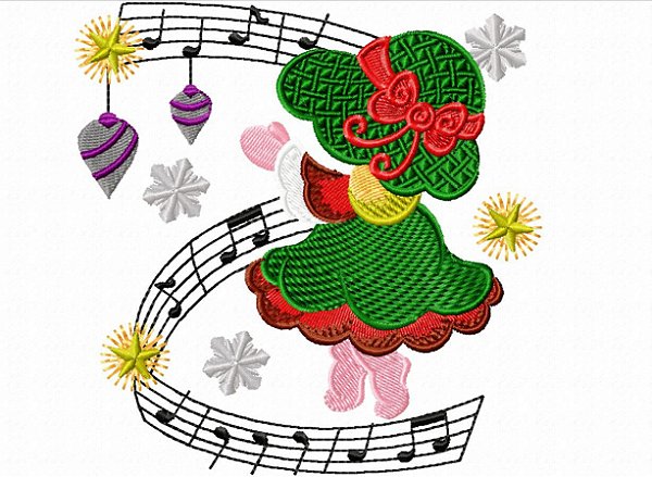 Matriz Bordado Natal Sunbonnets Musical