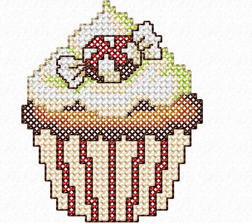 Matriz Bordado Ponto Cruz Cupcake
