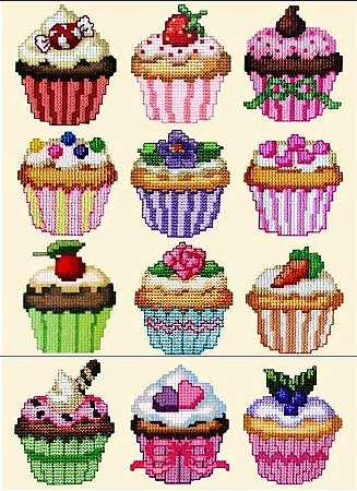 Matriz Bordado Ponto Cruz Cupcake  2