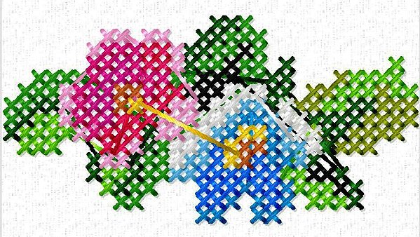 Matriz Bordado Ponto Cruz Floral Alegre
