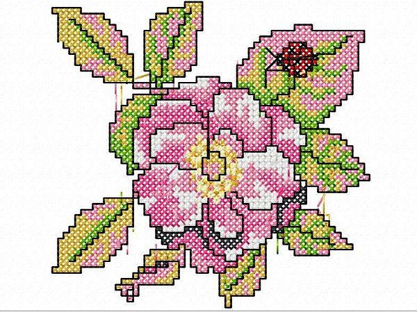 Matriz Bordado Ponto Cruz Rosas Lindas