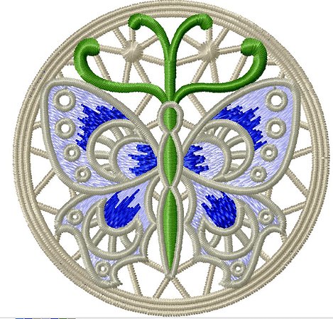 Matriz Bordado Richelieu Borboleta Medalhão