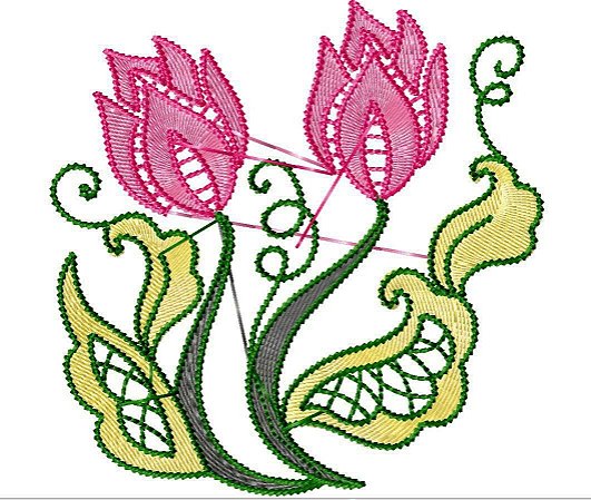 Matriz Bordado Richelieu Flores Coloridas