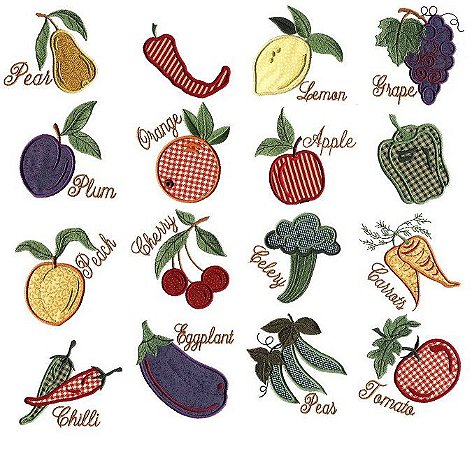 Matriz Bordado Apliques Frutas E Legumes