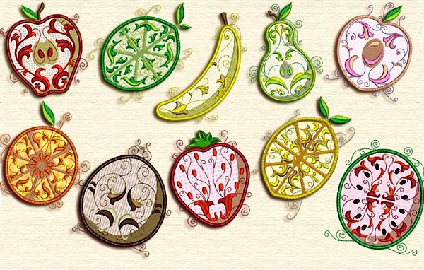 Matriz Bordado Apliques Frutas E Verduras