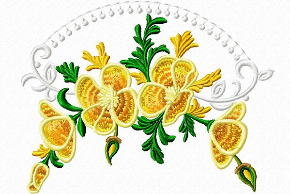 Matriz Bordado Flor Amarela E Richelieu