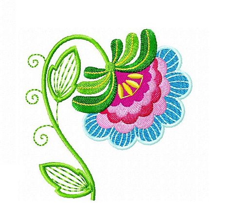 Matriz Bordado Flor Colorida