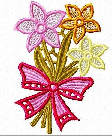 Matriz Bordado Flor Com Laço
