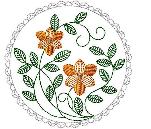 Matriz Bordado Flor Com Moldura Delicada