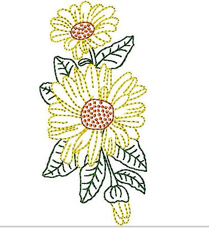 Matriz Bordado Flores Contorno