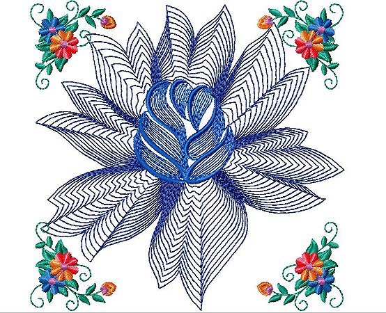 Matriz Bordado Flores Lindas Rippled