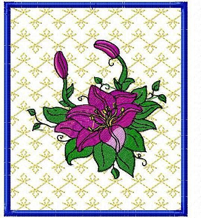Matriz Bordado Flores No Quadro