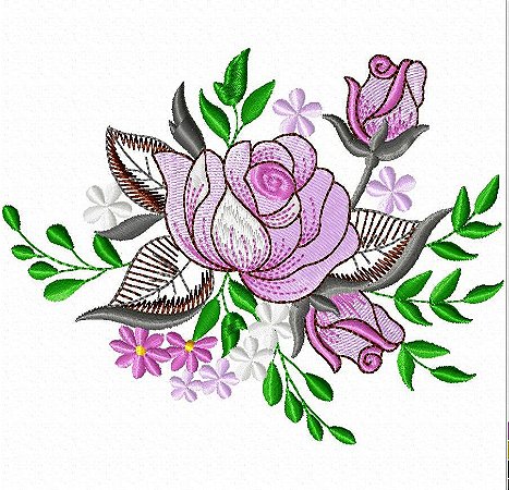 Matriz Bordado Arranjo Rosas Delicadas