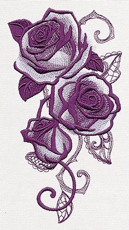 Matriz Bordado Rosas Roxas