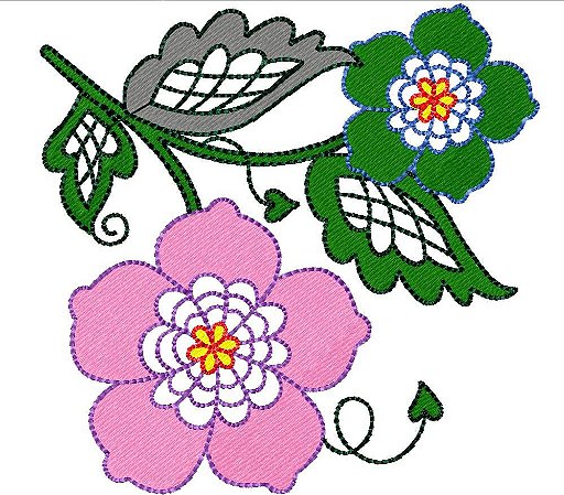 Matriz Bordado Violetas Coloridas