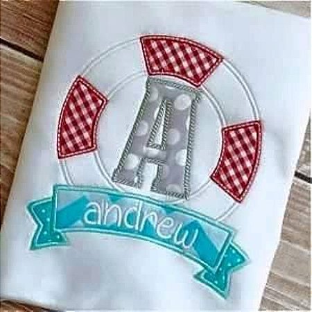 Matriz Bordado Alfabeto Aplique Boia Marítima