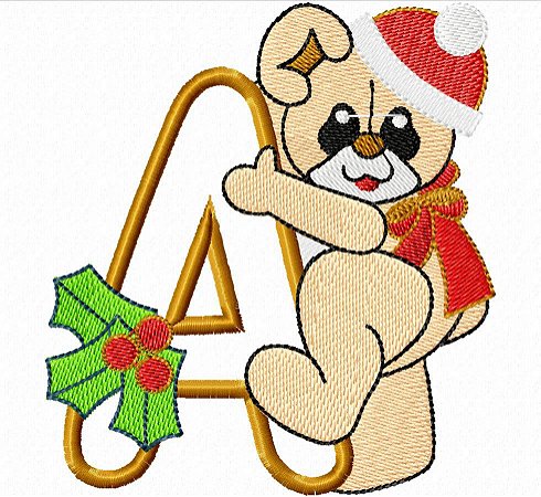 Matriz Bordado Alfabeto Aplique Natal