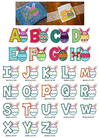 Matriz Bordado Alfabeto Aplique Pascoa