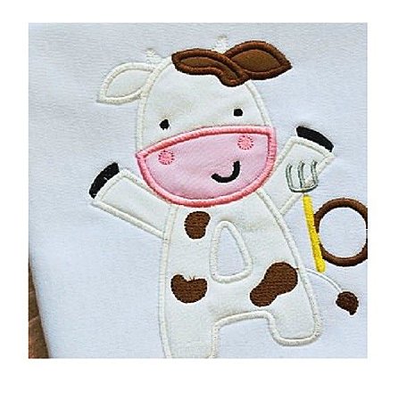 Matriz Bordado Alfabeto Aplique Vaquinha Alegre