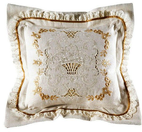 Matriz Bordado Almofada Richelieu Cesto De Flores