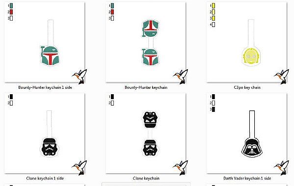 Matriz Bordado Chaveiros Star Wars