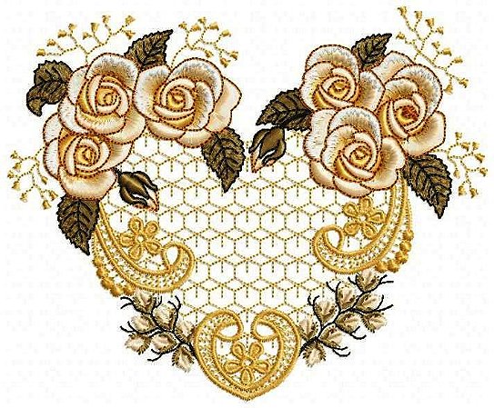 Matriz Bordado Enxoval Corações De Rosas