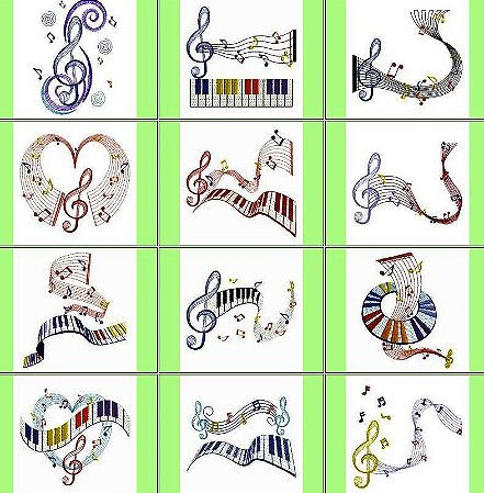 Matriz Bordado Notas Musicais Lindo