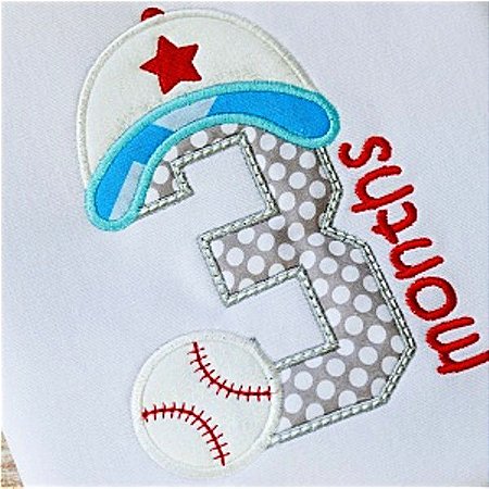 Matriz Bordado Mesversário Aplique Baseball
