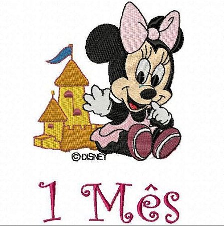 Matriz Bordado Mesversário Minnie Baby Na Praia