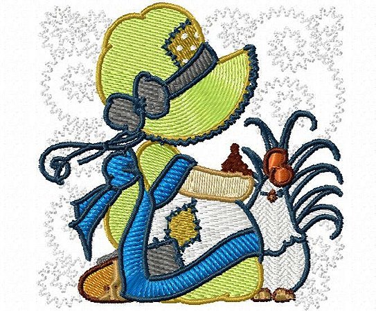 Matriz Bordado Sunbonnets Com A Galinha