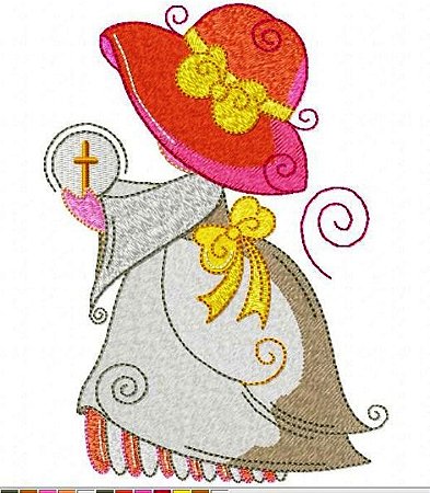 Matriz Bordado Sunbonnets Na Igreja
