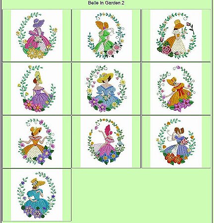 Matriz Bordado Sunbonnets No Jardim