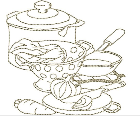 Matriz Bordado Cozinha Contorno Delicado