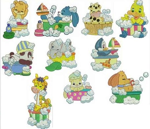 Matriz Bordado Animais Lindos No Banho