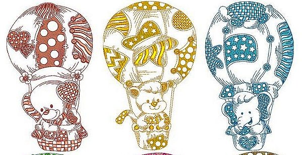 Matriz Bordado Animais No Balão