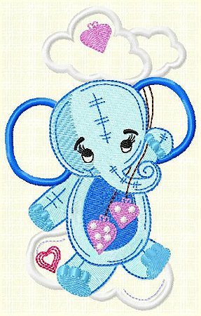 Matriz Bordado Aplique Elefantinho Alegre