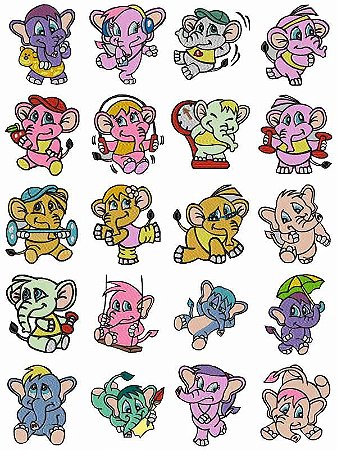 Matriz Bordado Elefantinhos Brincando