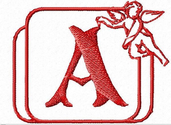 Matriz Bordado Alfabeto Anjo Na Moldura