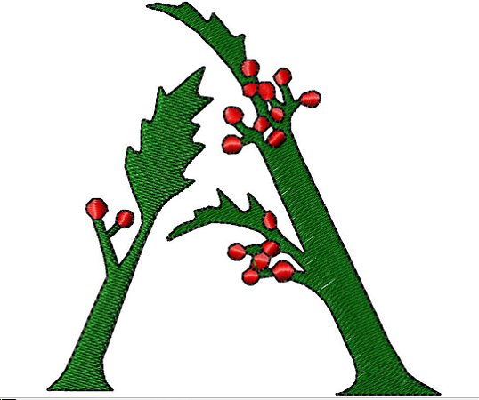 Matriz Bordado Alfabeto Azevinhos Natal