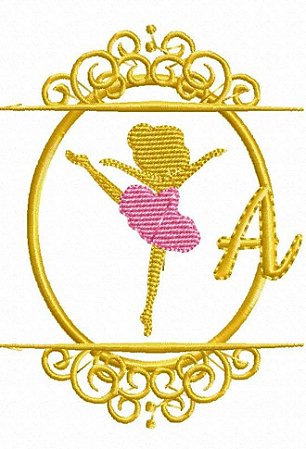 Matriz Bordado Alfabeto Bailarina Na Moldura