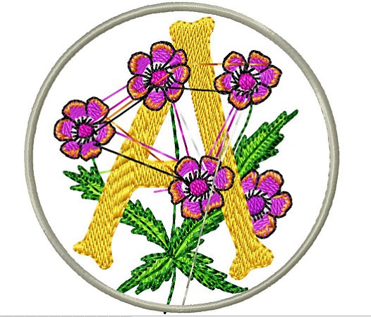 Matriz Bordado Alfabeto Com Flores Na Moldura